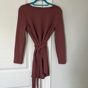 Dusty Rose High-Low Tunic Top with Belt Tie // Size M